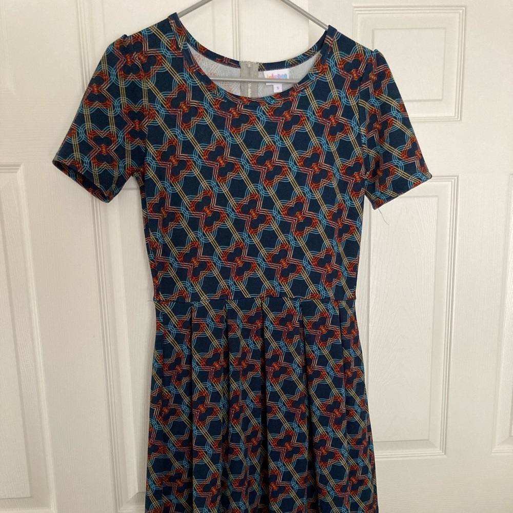 Lularoe Blue Patterned Circle Dress Small